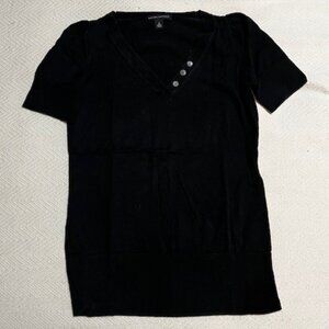 Black Banana Republic V Neck Henley Short Sleeve Sweater sz S